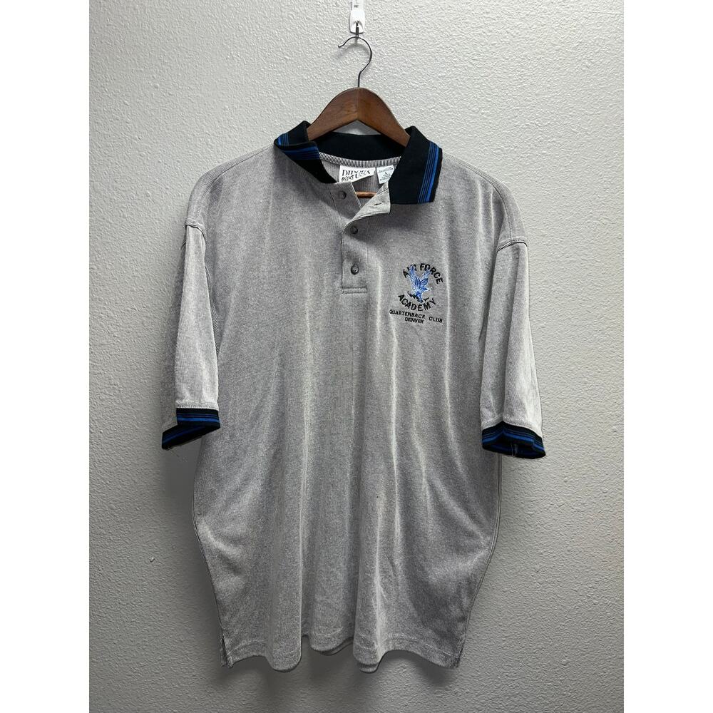 Vintage Air Force Academy Polo Shirt QB Club Denver Diport USA Mens Large 90s